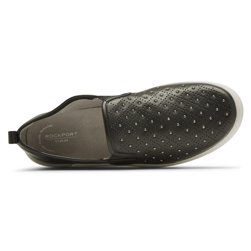 Rockport Womens truFLEX Parissa Studded Gore - Slip-On Black - QUI096571